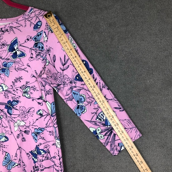 Talbots Tee Butterfly Print preppy 3/4 Sleeve Stretch Knit T-Shirt size SP - Picture 7 of 7